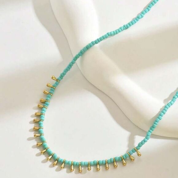 blue beaded necklace A1399 - Picture 2 of 4